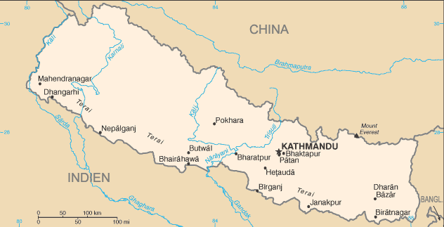 La mappa del Nepal