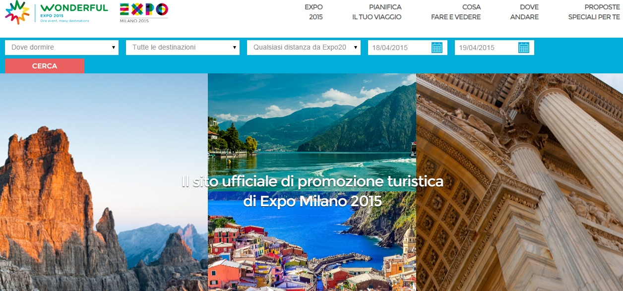 Il nuovo sito wonderfulexpo2015.it per la promozione turistica delle destinazioni di expo