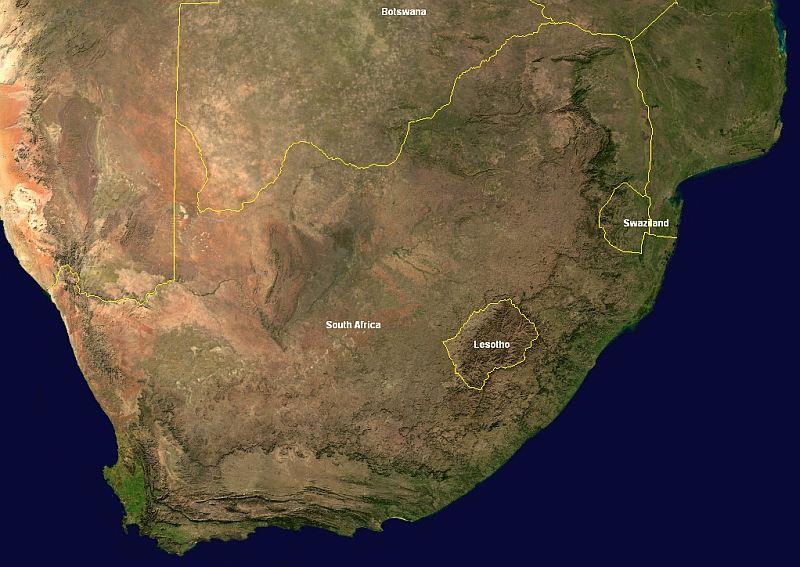 Sudafrica dal satellite. Credits: Nasa from Wikipedia.org