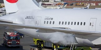 L'intervento delle squadre anti incendio su un Boeing 787 Dreamliner, Fonte: Ntsb