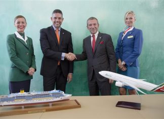 direttore generale di Costa Crociere spa, e Ariodante Valeri, Chief Commercial Officer di Alitalia