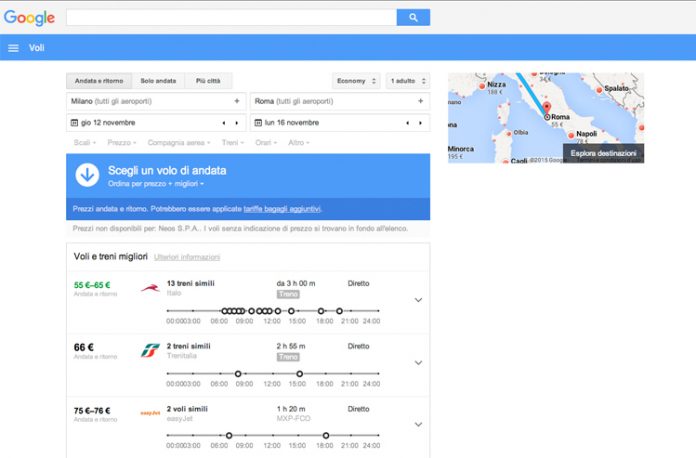 google ricerca voli
