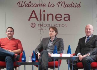 Gli chef Dani García e Grant Achatz con il direttore generale di NH Hotel Group