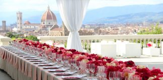 Toscana e Firenze capitali del wedding: nella foto, un allestimento a Villa La Vedetta