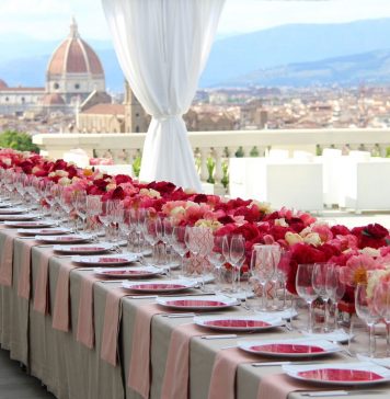 Toscana e Firenze capitali del wedding: nella foto, un allestimento a Villa La Vedetta