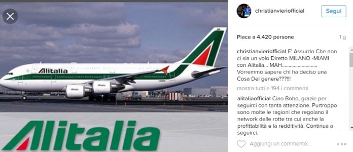 christian vieri alitalia instagram
