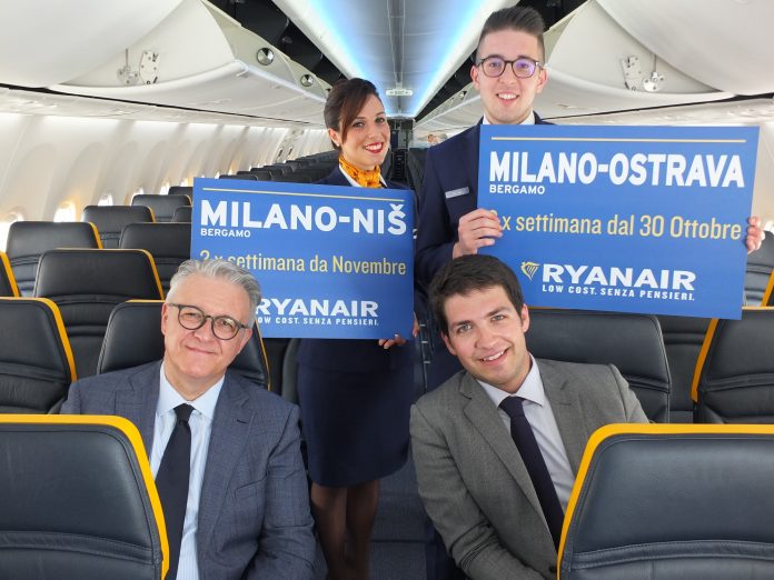 New routes Ryanair from BGY to Nis and Ostrava cabin Rynair