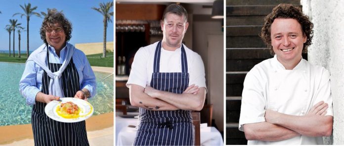 Fulvio Pierangelini con gli chef Adam Byatt e Tom Kitchin