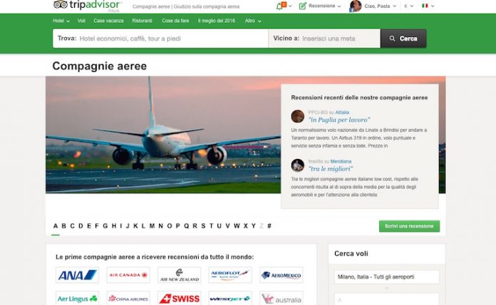 TripAdvisor lancia la nuova piattaforma di recensioni delle linee aeree