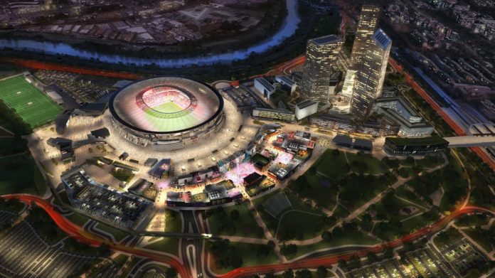 Il progetto del nuovo stadio della Roma. Foto: www.asroma.com