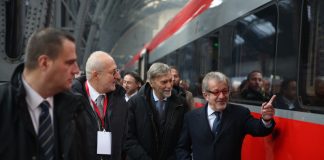 Un momento dell'inaugurazione della nuova linea alta velocità Brescia-Treviglio