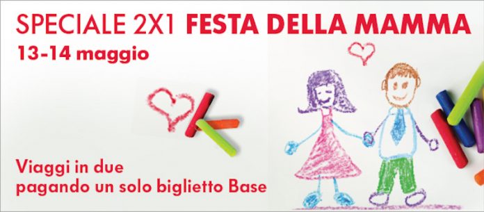 Trenitalia, promozione 2x1 in occasione della festa della mamma