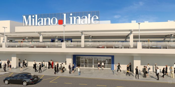 Il rendering della facciata di Linate