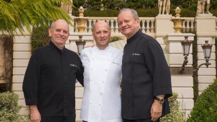 Heinz Beck a Montecarlo con Joël Robuchon e Christophe Cussac